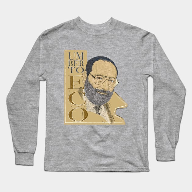 Portrait of Umberto Eco Long Sleeve T-Shirt by Slownessi